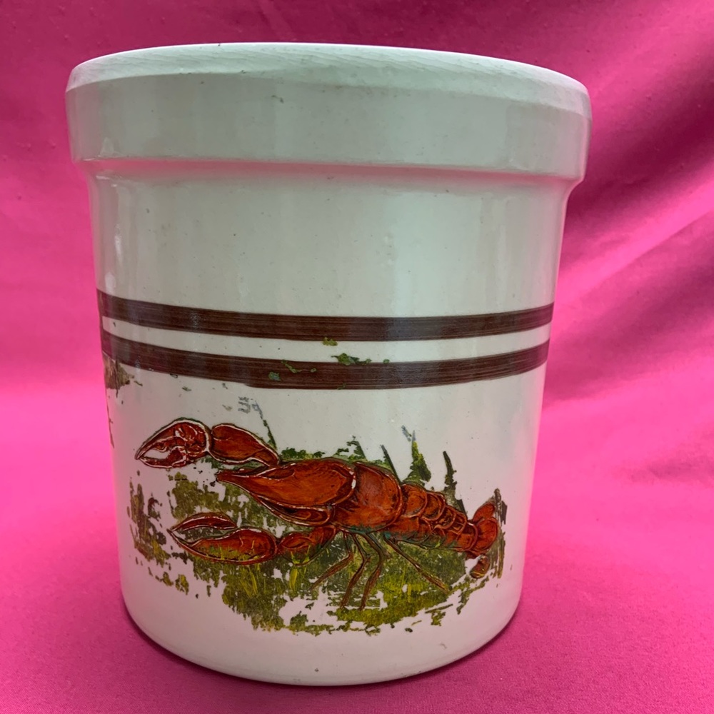 Vintage Crock, hand painted Crawfish/Lobster
